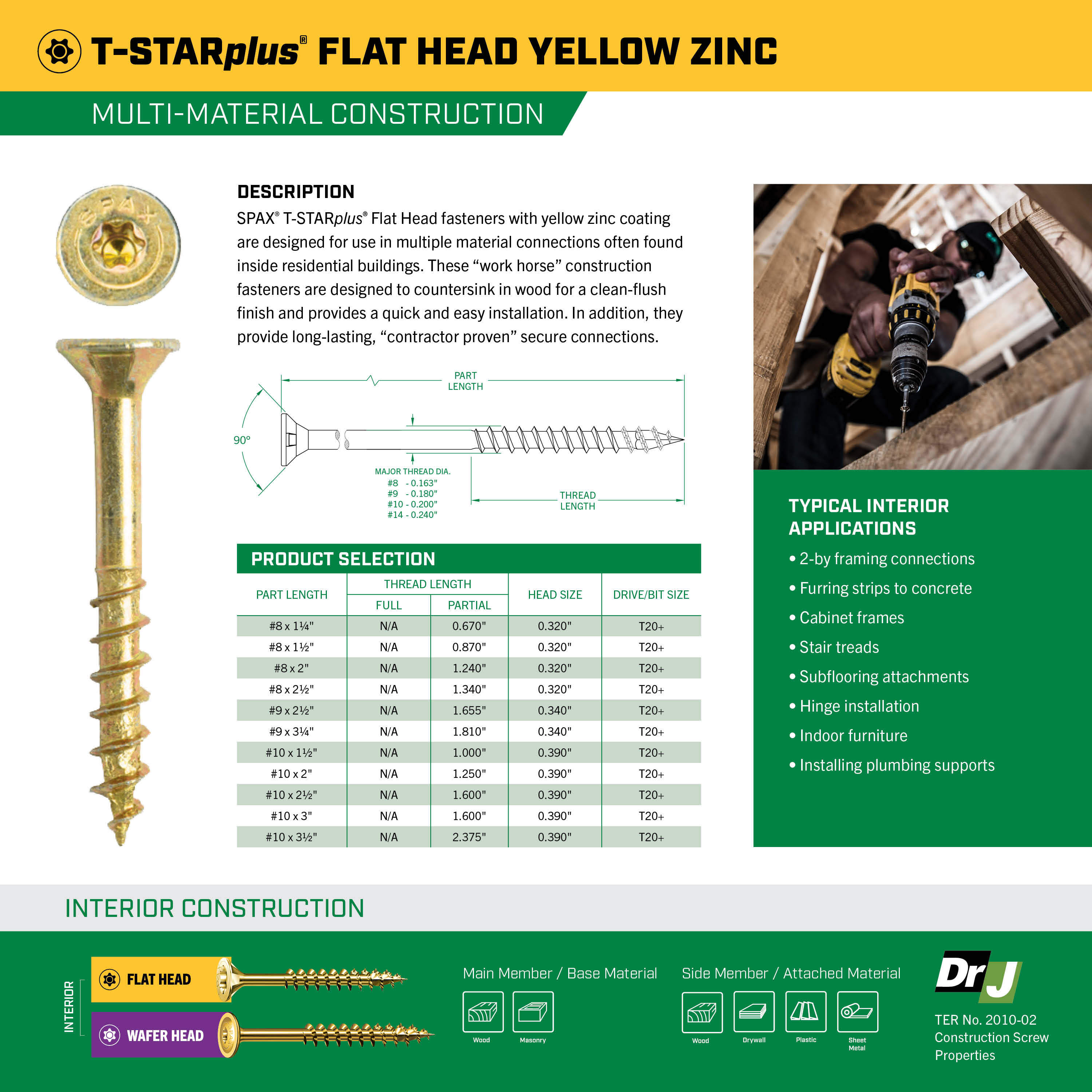 #8 x 1-1/4 in. T-Star Plus Drive Flat Head Partial Thread Yellow Zinc Multi-Material Screw (240 per Box) #8 x 1-1/4 in. T-Star Plus Drive Flat Head Partial Thread Yellow Zinc Multi-Material Screw (240 per Box)